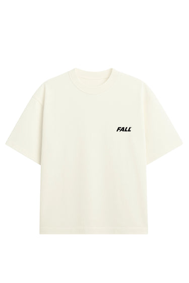 Camiseta Oversized Off-White masculina básica com logo FALL preto no peito