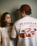 Costas e frente da camiseta oversized Off-white creative art