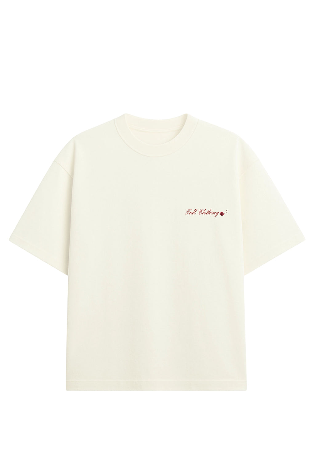 Camiseta Oversized Off-White masculina estampa minimalista peito escrito Fall Clothing com ícone cereja