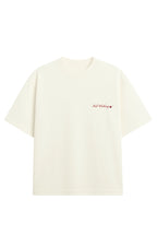 Camiseta Oversized Off-White masculina estampa minimalista peito escrito Fall Clothing com ícone cereja