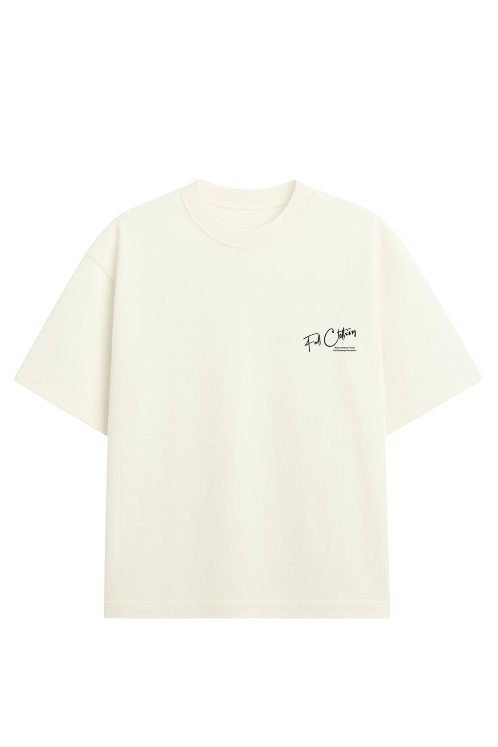 Gola careca redonda reforçada em camiseta de algodão gramatura alta cor off white