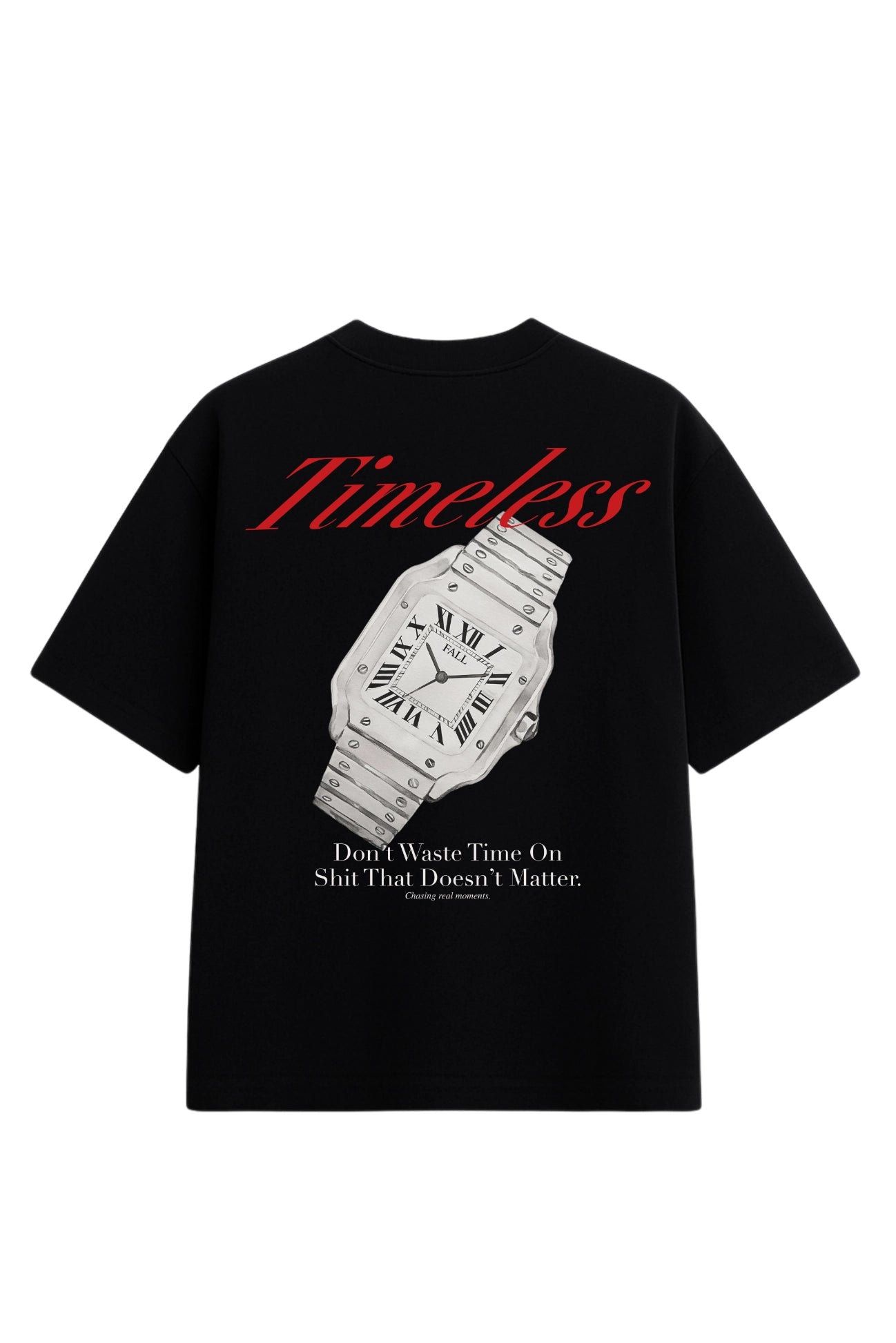 Camiseta Oversized masculina modelo Watch Preta marca Fall Clothing coleção streetwear