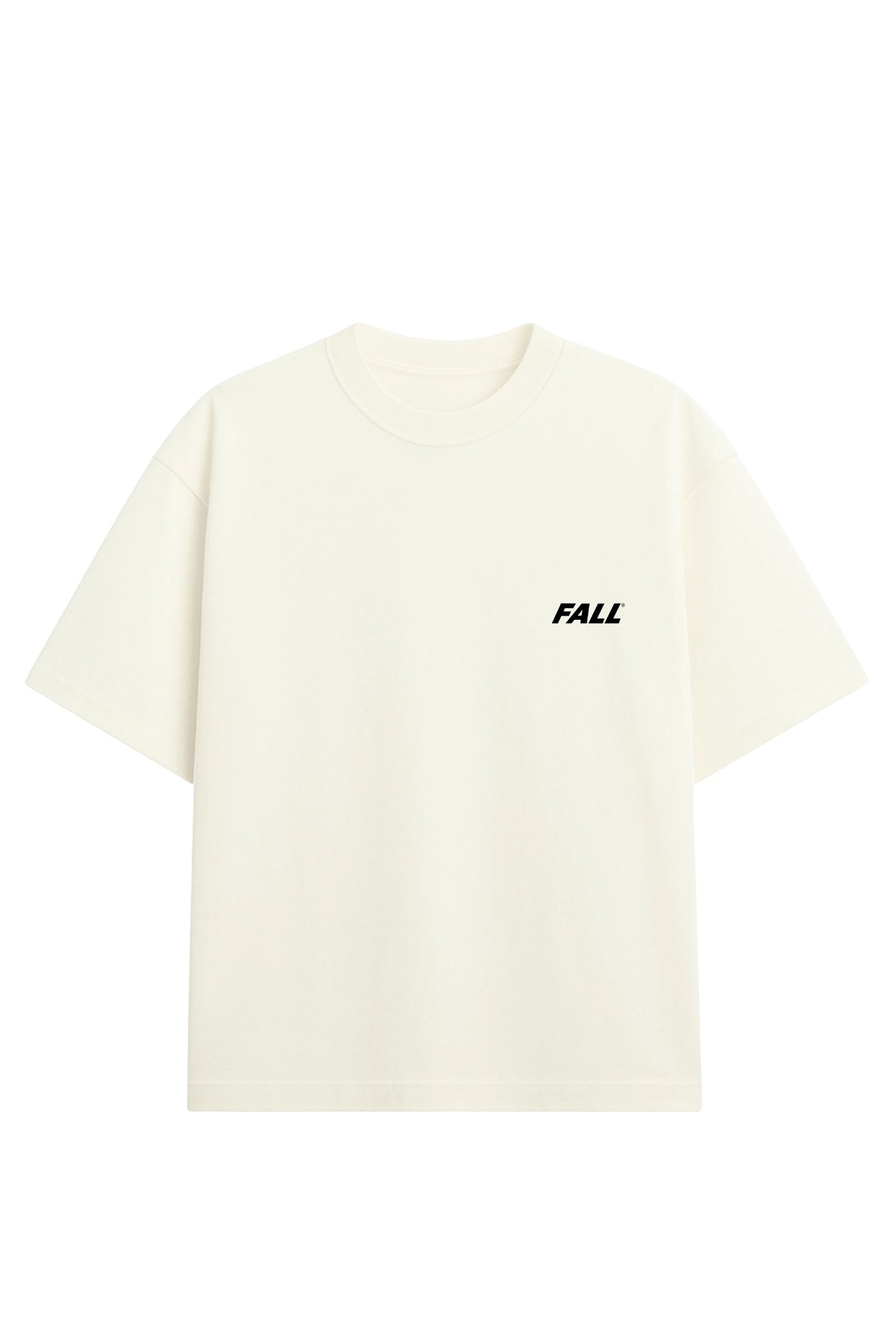 Camiseta Oversized Off-White masculina básica com logo FALL preto no peito