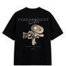 Camiseta Oversized Independent Art Preta estampa câmera fotográfica vintage anos 50 streetwear