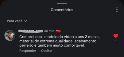 Comentário de cliente no Instagram: material de extrema qualidade